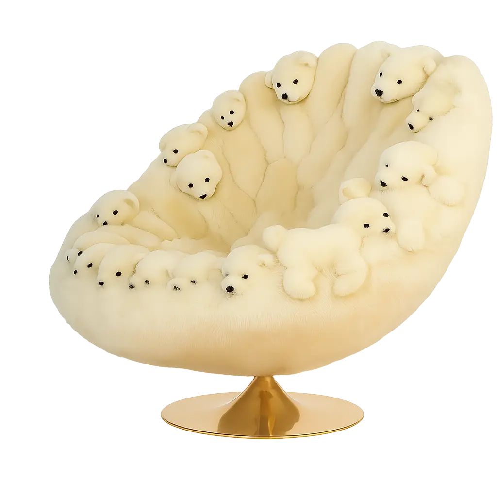 Silver Iceberg (Boule chair (110 L x100 l x106 H), Silver, White New-Zealand sheepskin)