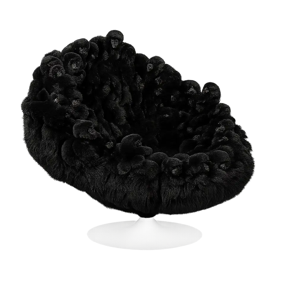 Gare au gorille (Glove ( 110 L x 95 l x 95 H), Noir chromé, Black New-Zealand sheepskin) 