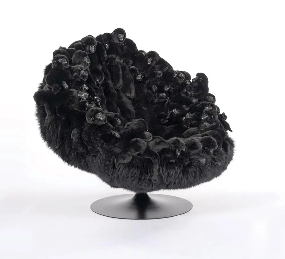 Gare au gorille (Glove ( 110 L x 95 l x 95 H), Noir chromé, Black New-Zealand sheepskin) 