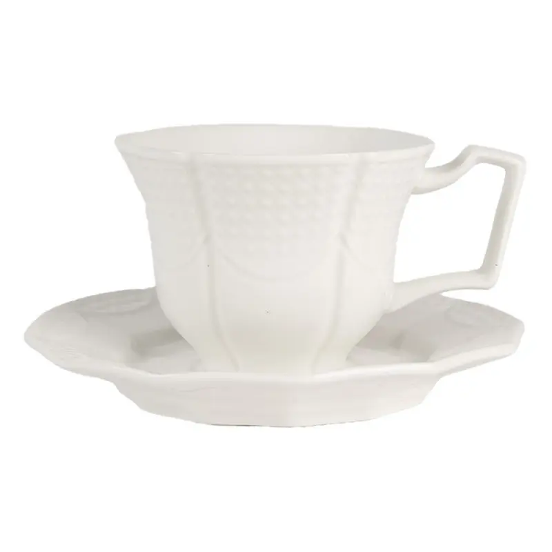 Tasse et soucoupe Blanc 12x9x6 / Ø 14x2 cm / 175 ml