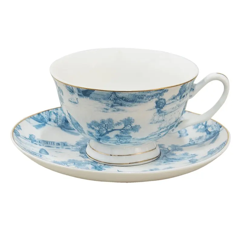 Tasse et soucoupe Bleu 12x10x6 cm / Ø 15x2 cm / 250 ml