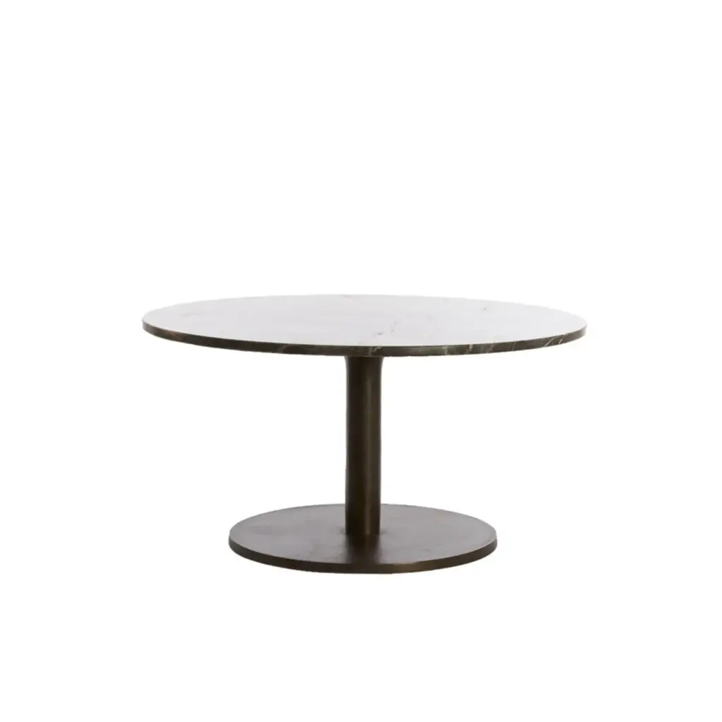 Table basse Ø76x36 cm PAZO marbre brun foncé+marron foncé
