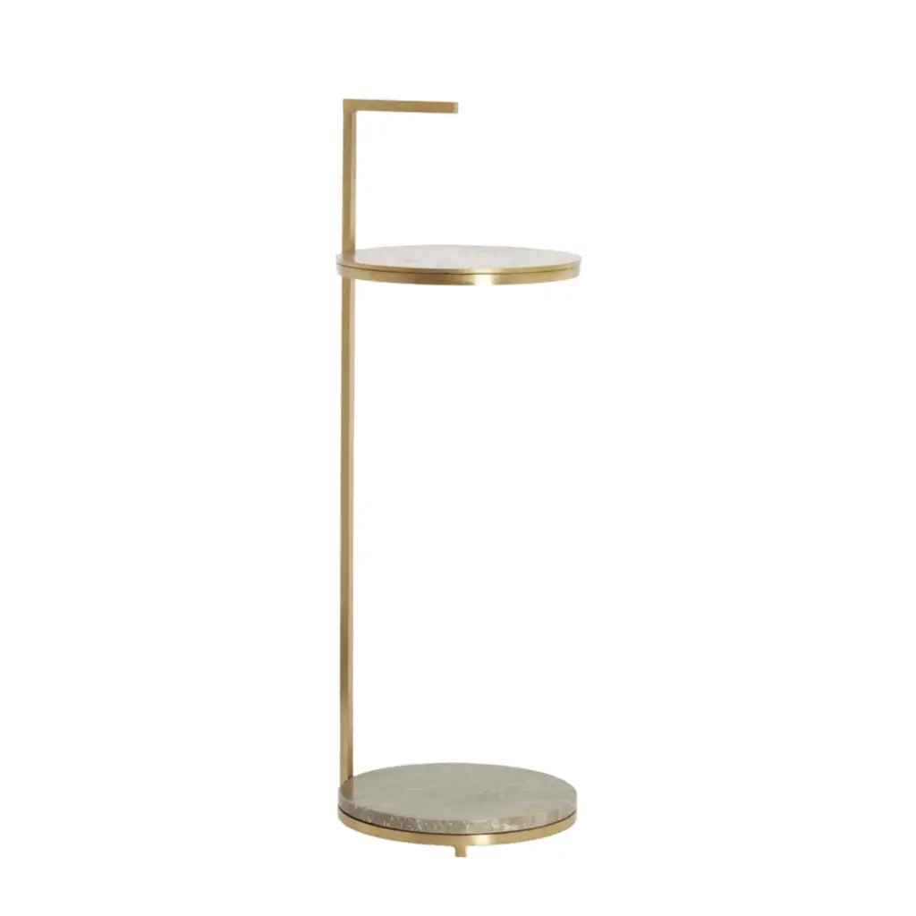 Table d’appoint Ø26x76 cm travertin brun+bronze LED