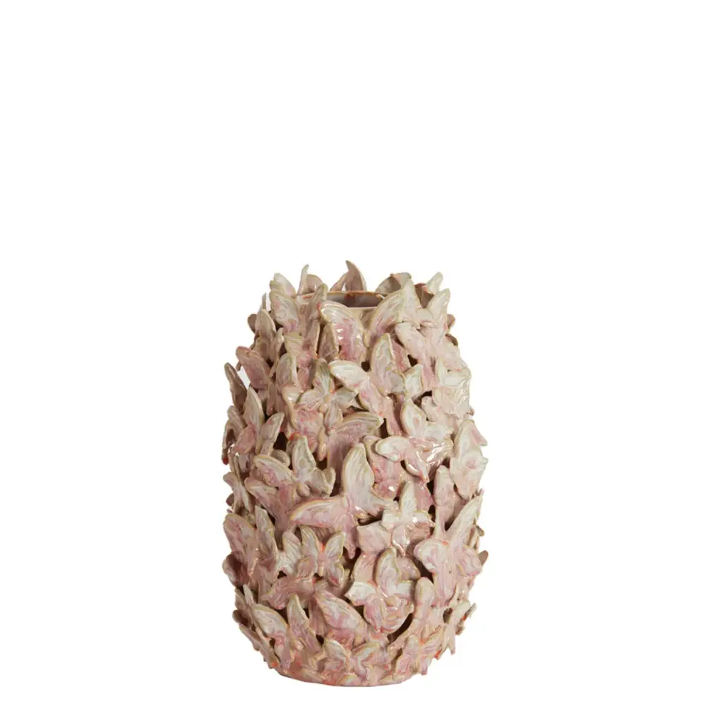 Vase déco Ø17x26 cm MARIPOSA céramique rose