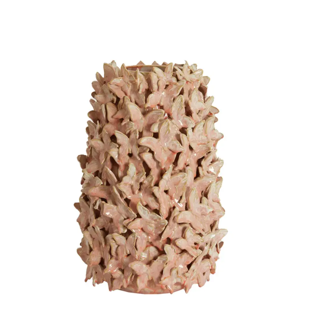 Vase déco Ø23x36,5 cm MARIPOSA céramique rose