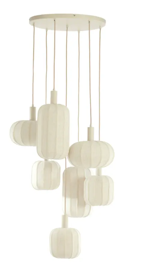 Lampe suspendue 7L Ø53x34 cm TUFIA lin crème