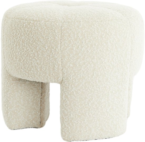 Pouf Ø51x45 cm BATOEMI bouclé crème