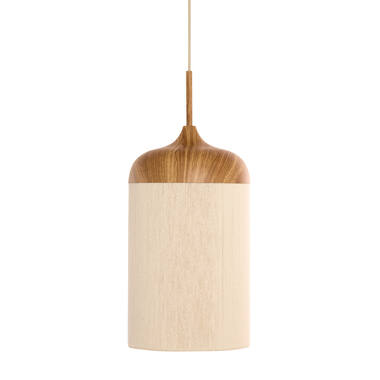 Lampe suspendue Ø22x41,5 cm DANIA impression bois naturel+corde crème
