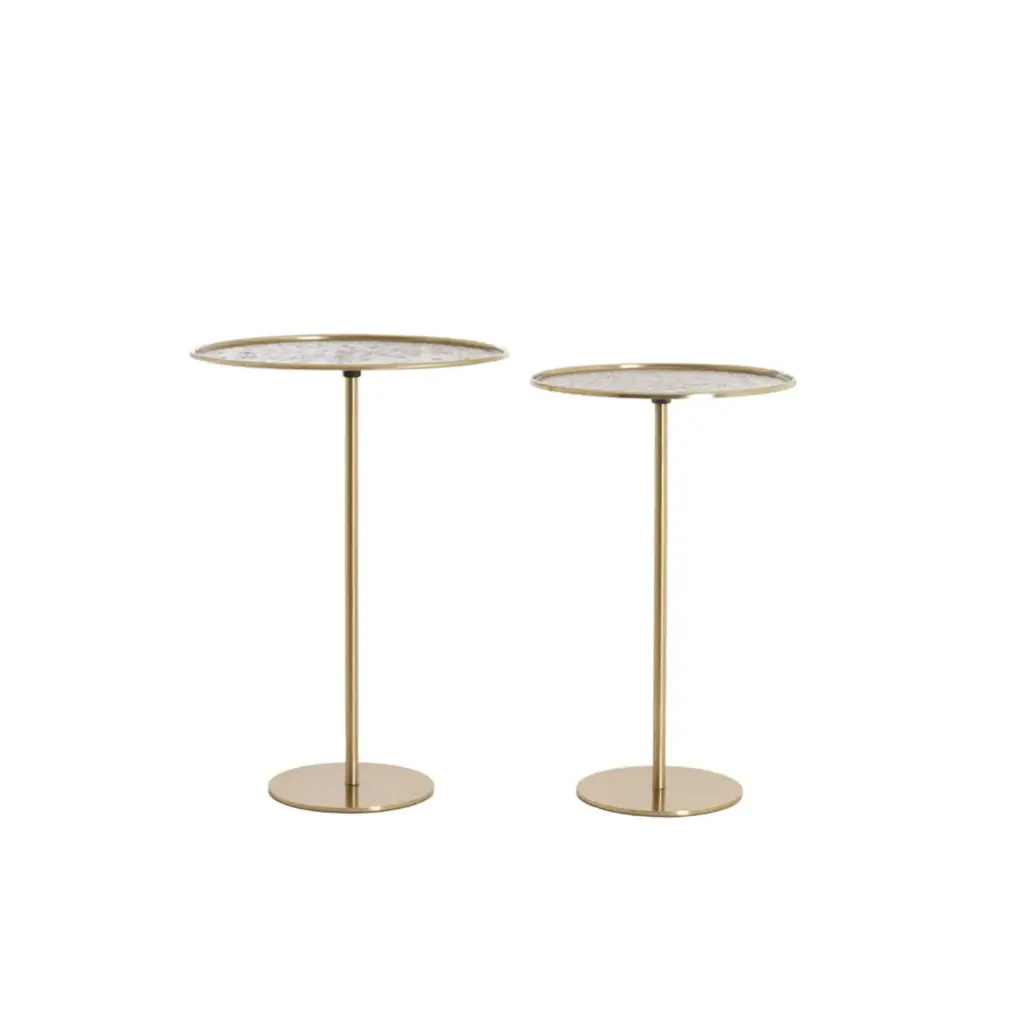 Table d’appoint S/2 Ø32x51+Ø38x54 cm LIA bronze antique