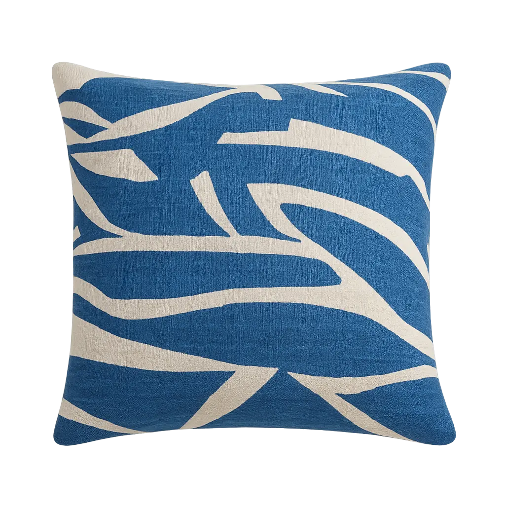 Coussin 45x45 cm PEORIA bleu+crème