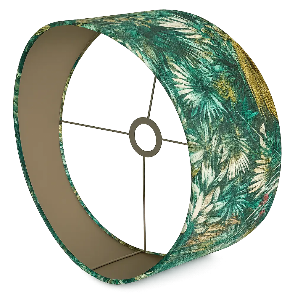 Abat-jour cylindrique 30-30-21 cm XENIA FLORA vert