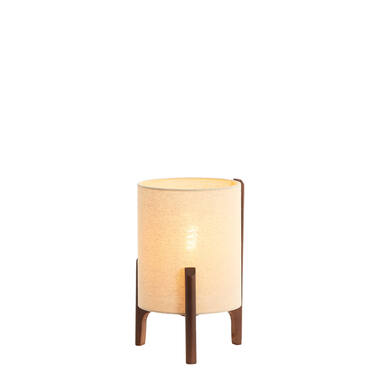 Lampe de table Ø22x33 cm LITTO marron foncé+lin naturel