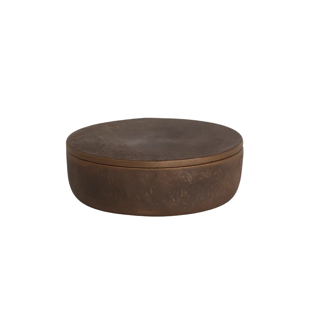 Rangement déco Ø14x7 cm METETI bois marron foncé mat