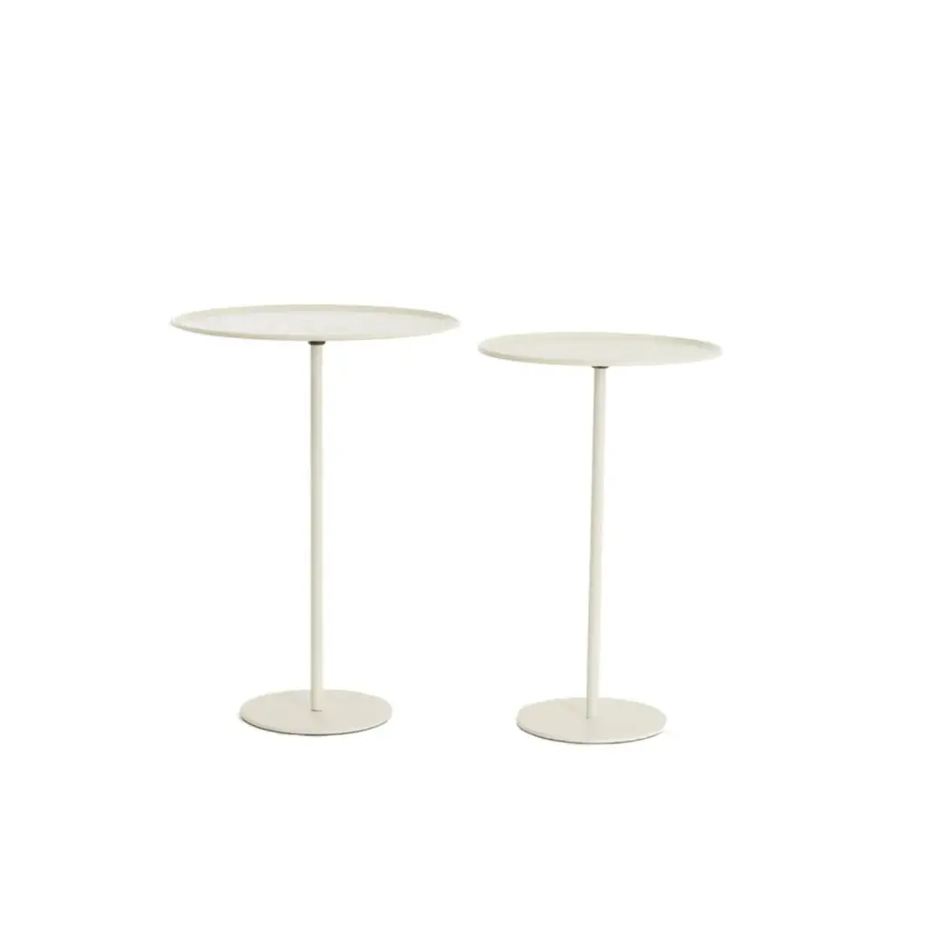 Set de deux Table d’appoint S/2 Ø32x51+Ø38x54 cm LIA crème mat