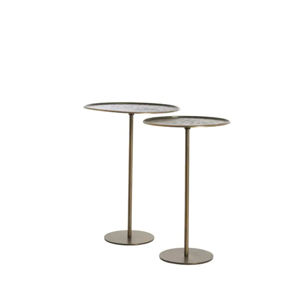 Table d’appoint S/2 Ø32x51+Ø38x54 cm LIA brun foncé-bronze