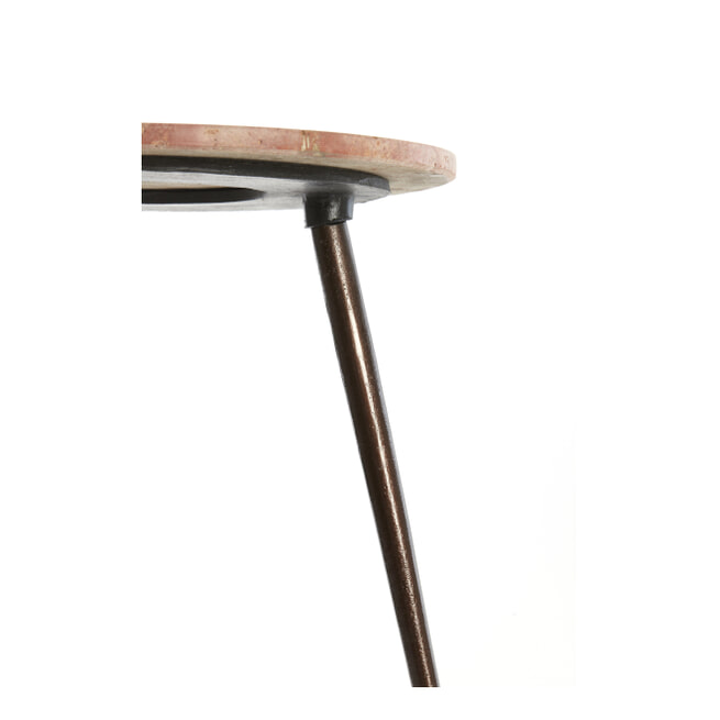 Table d’appoint S/2 Ø41x49+Ø48x53 cm ZECA travertin rouge+d marron