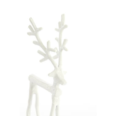 Ornement 15,5x15x30,5 cm RENNE, crème brillante