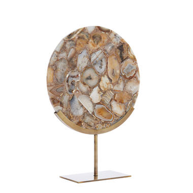 Ornement sur socle 35x12x50 cm GOUYA agate jaune+antiq bronz