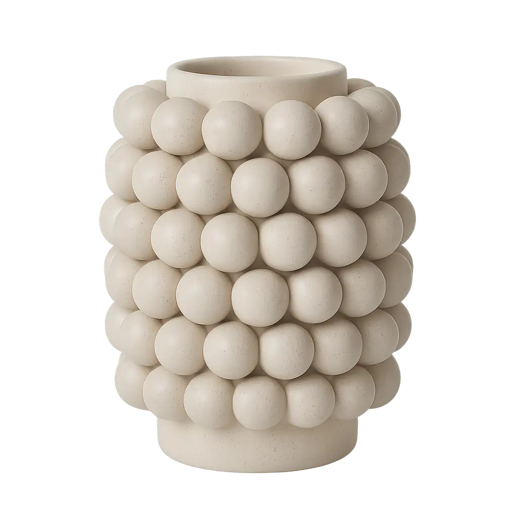 Vase déco Ø15x21 cm DANAI céramique mat crème-brun