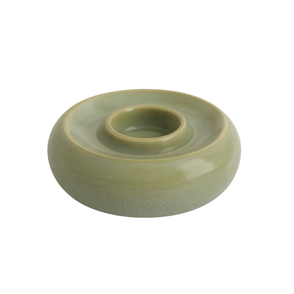 Photophore Ø20,5x7,5 cm OTHONI céramique vert menthe