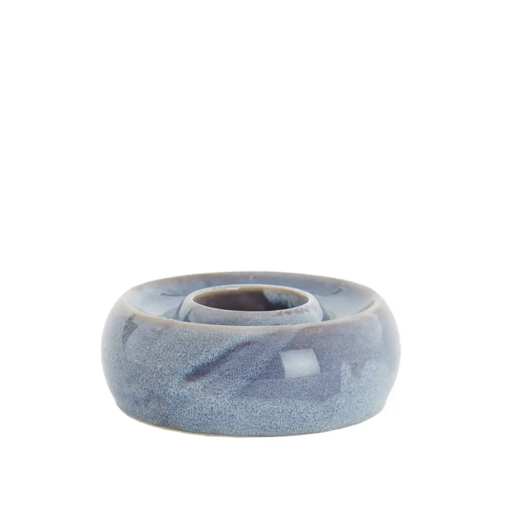 Photophore Ø20,5x7,5 cm OTHONI céramique bleu-violet