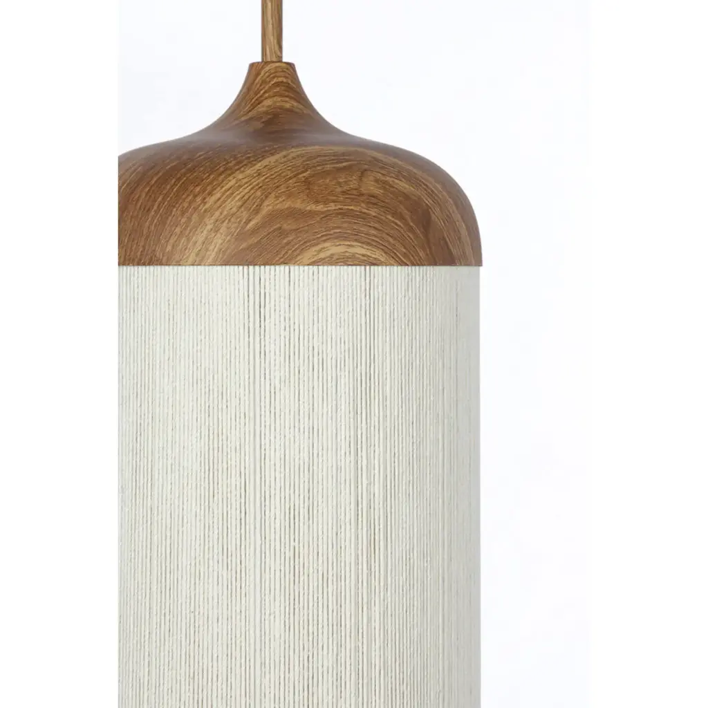 Hanging Lamp Ø27,5X52 Cm Dania Wood Print natural+Rope Cream