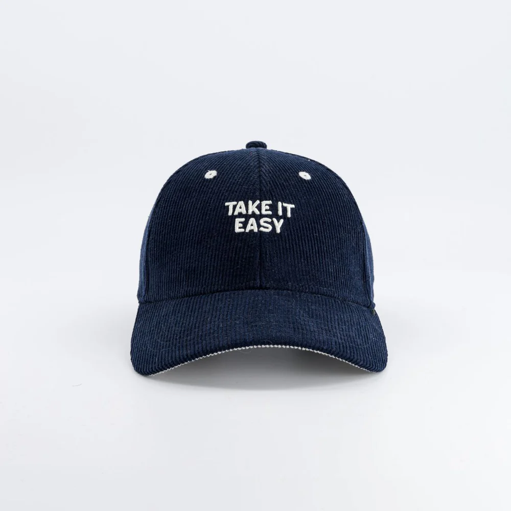Casquette en velours côtelé Take it Easy Bleu adulte