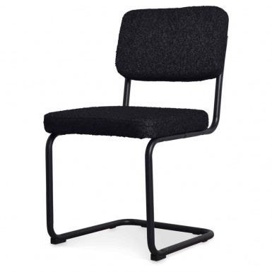 Chaise Capsule pied noir tissu bouclette noir Opjet