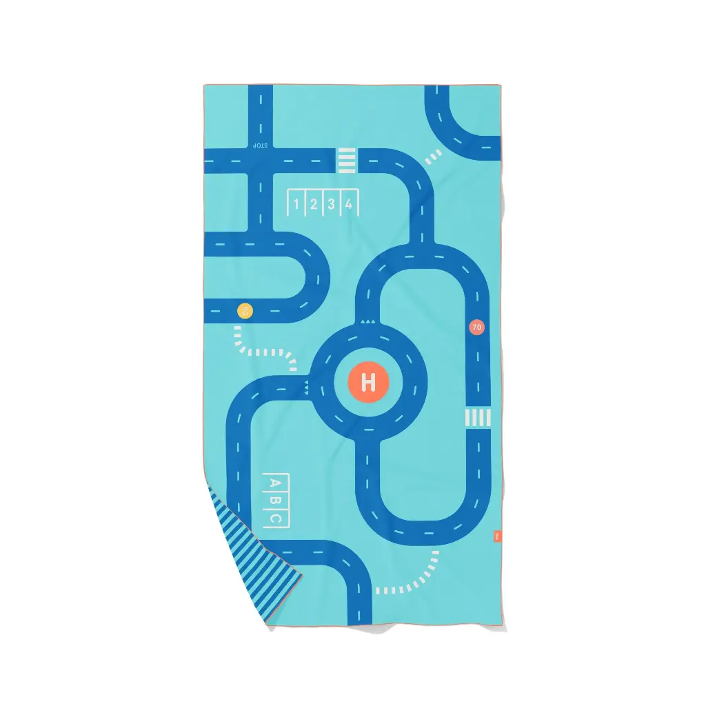 PlayTowel L (180 x 100cm) -   Circuit bleu