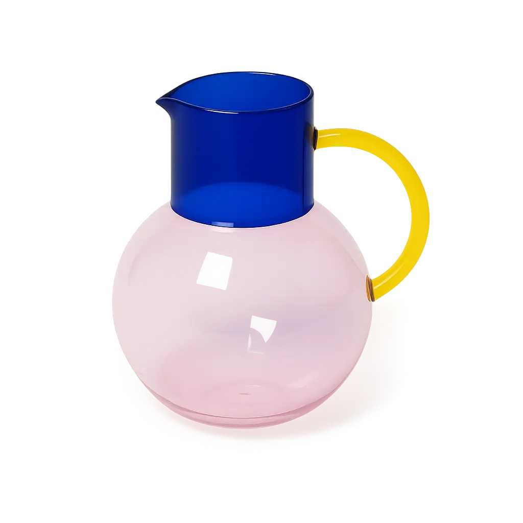 Grande carafe en verre Pablo | Rose et Jaune cobalt