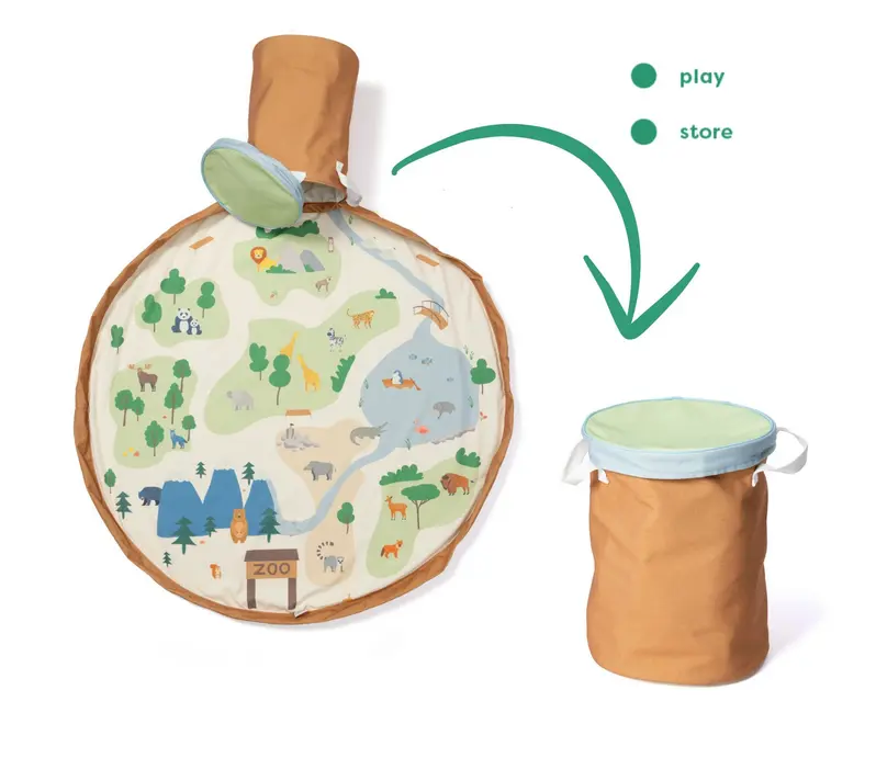 Tapis de jeu et panier de rangement Zoo