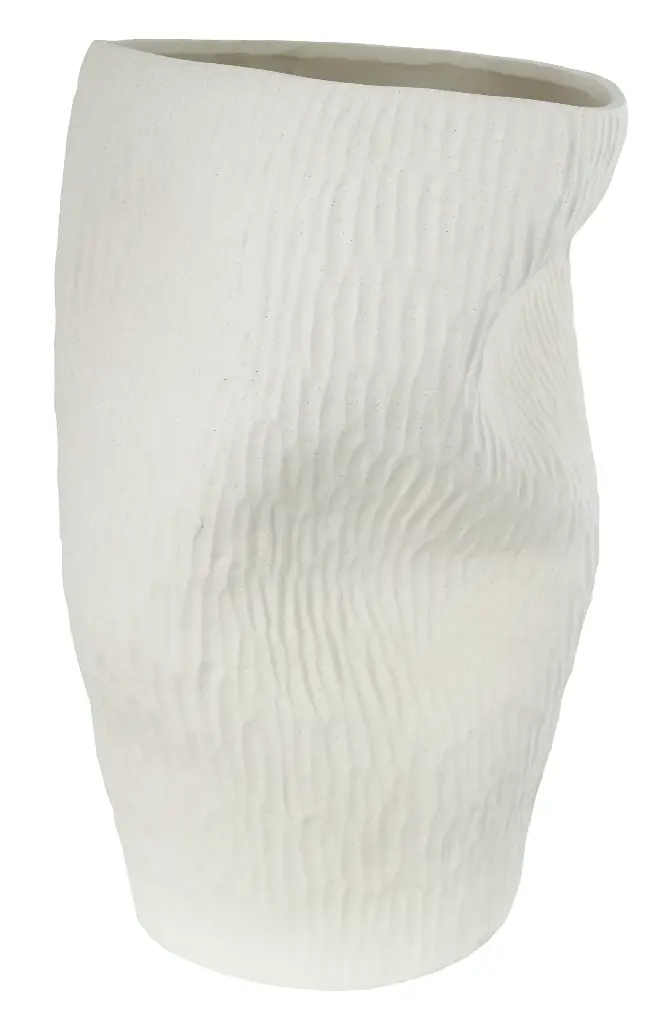 Vase valves en porcelaine sable blanc