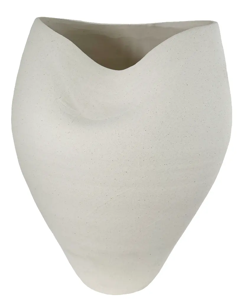 Vase distorsion en porcelaine sable blanc