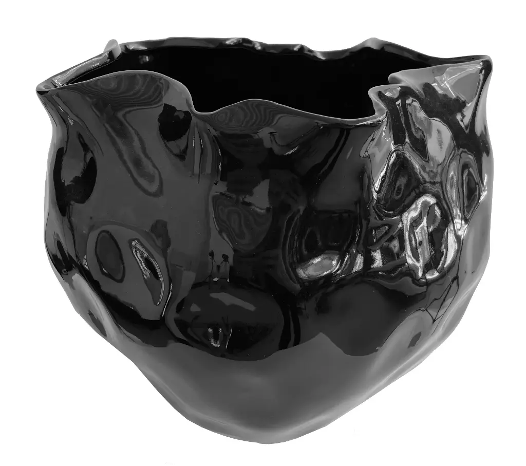 Vase en céramique organique brillant noir