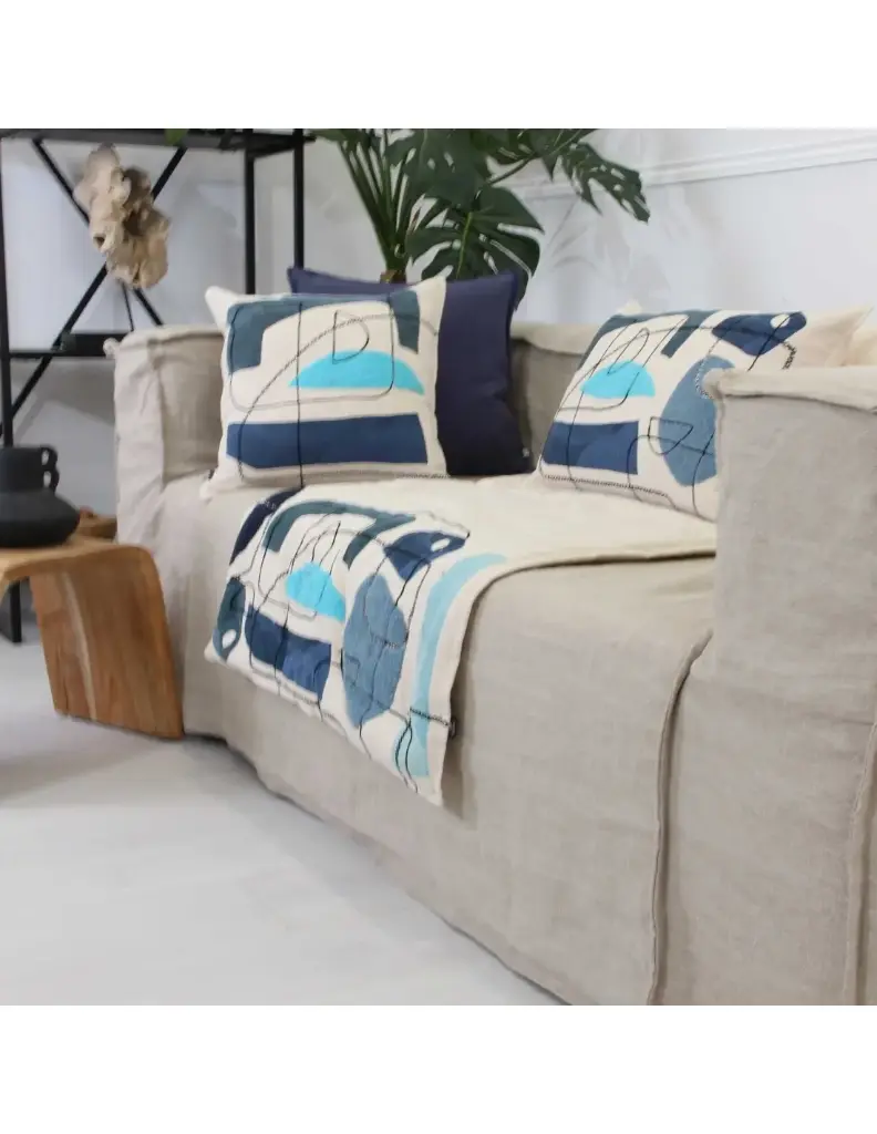 [SUD ETOFFE] COUSSIN LUNE 40X60 BLUE STONE