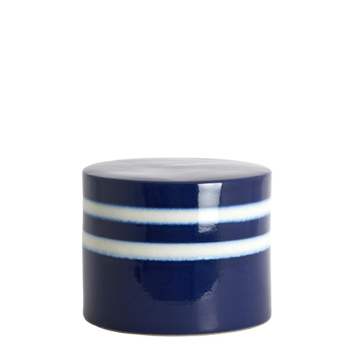 Side Table Ø42X34 Cm Mooca Ceramics Dark Blue-White