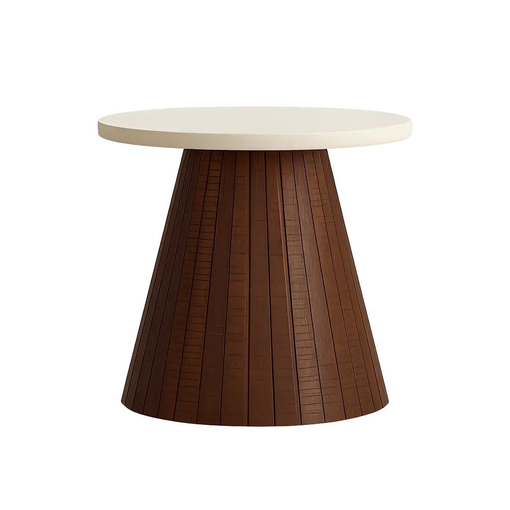 Side Table 45X45X40 Cm Okato Cream+Wood Brown
