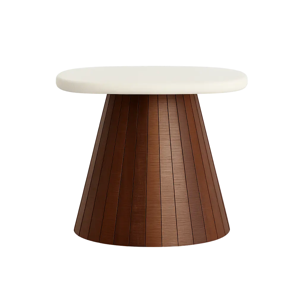Side Table 45X45X35 Cm Okato Cream+Wood Brown