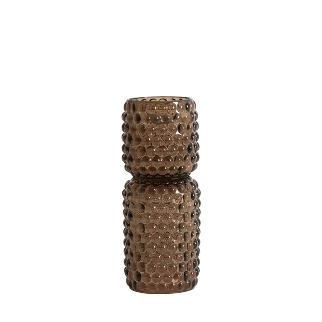 Tealight On Base Ø9X20,5 Cm Bublini Glass Dark Brown