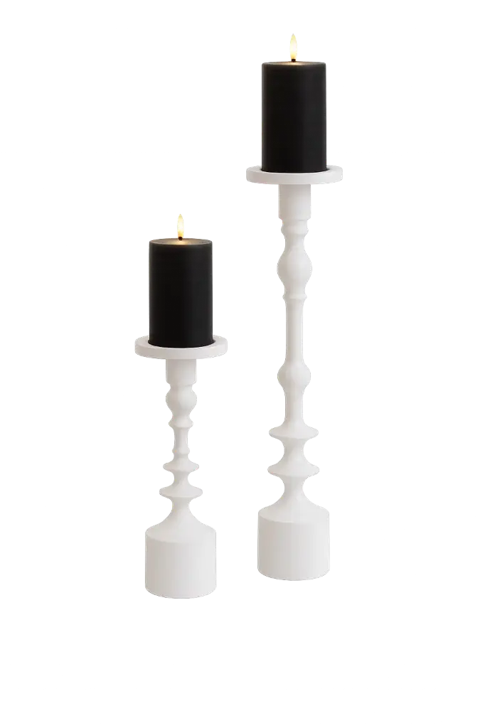 Candle Holder Ø11X33 Cm Sheva Shiny White
