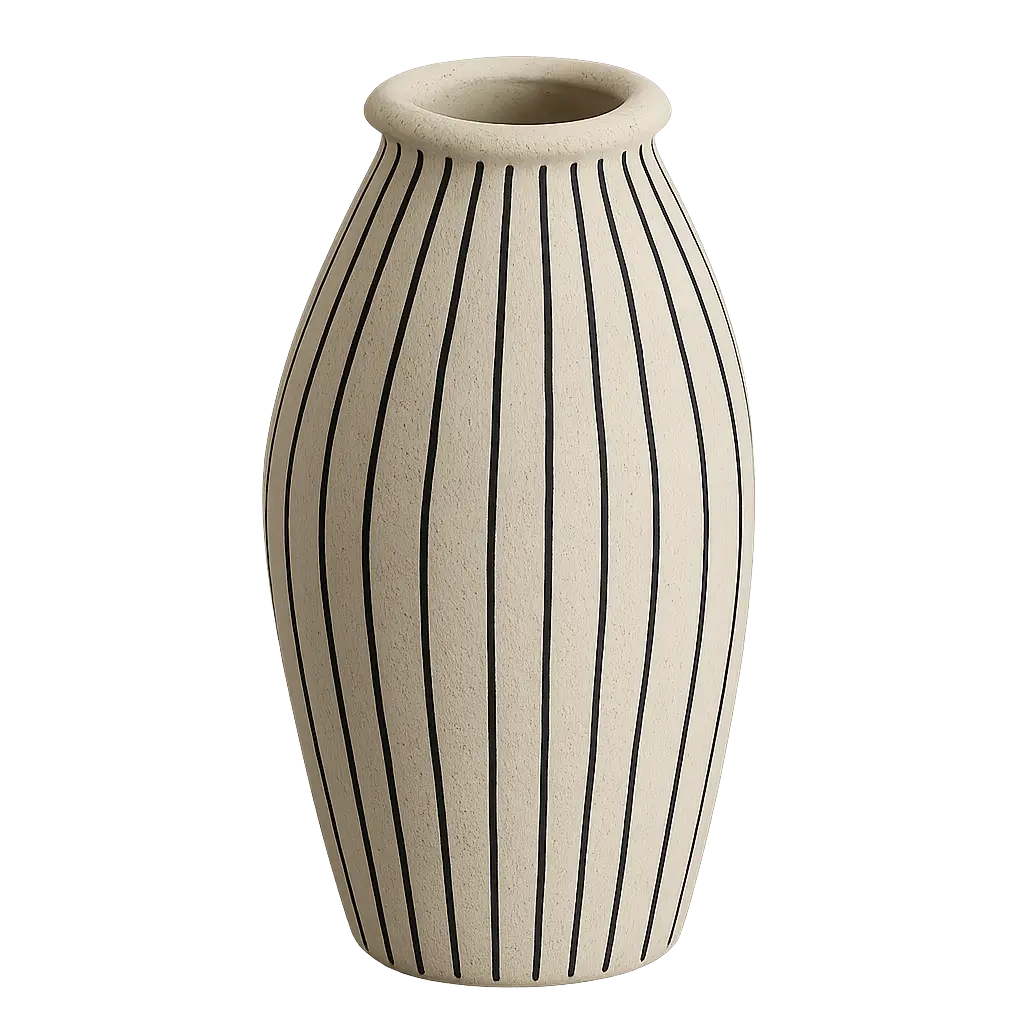 Vase Deco Ø23,5X43 Cm Diphu Ceramics Cream-Black