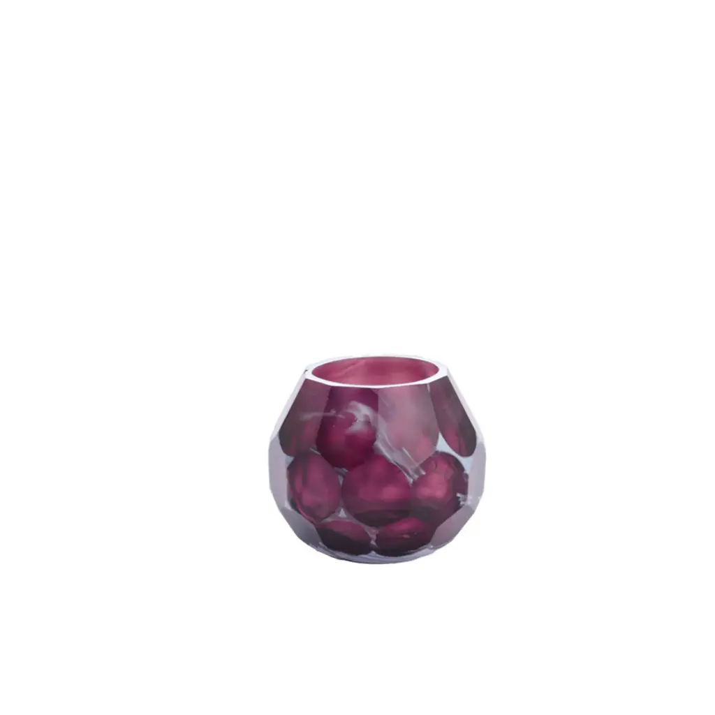 Tealight Ø10X9 Cm Eliza Glass Purple- Cream