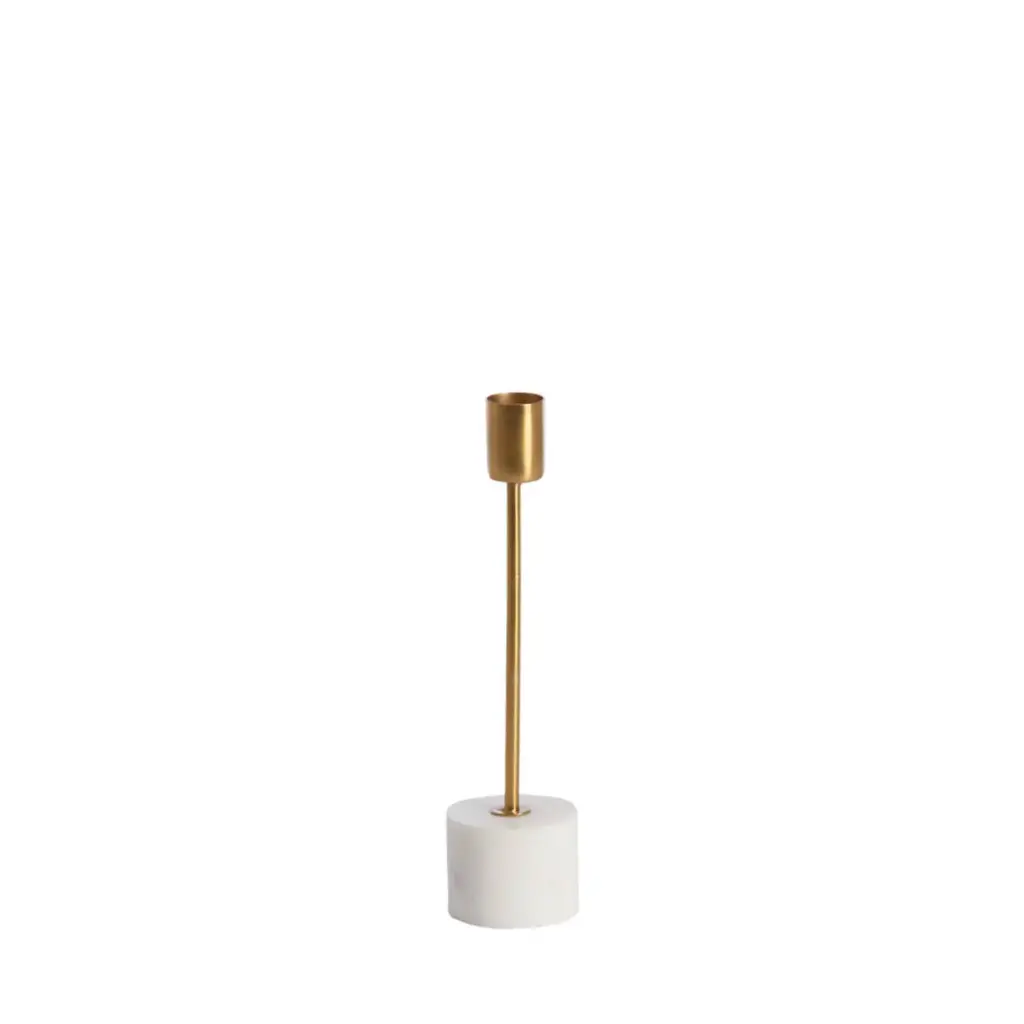 Candle Stick Ø5X21,5 Cm Pegu Marble White+Gold