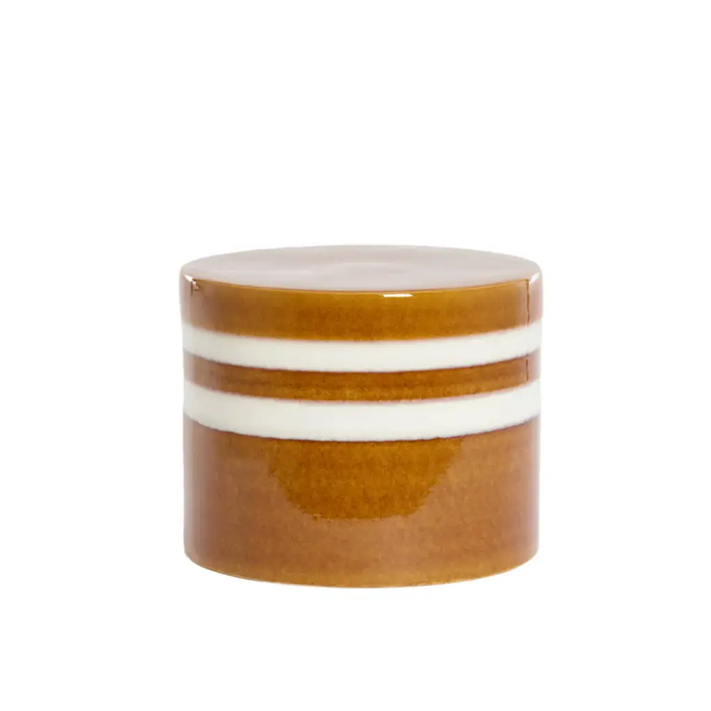 Side Table Ø42X34 Cm Mooca Ceramics Cognac-White