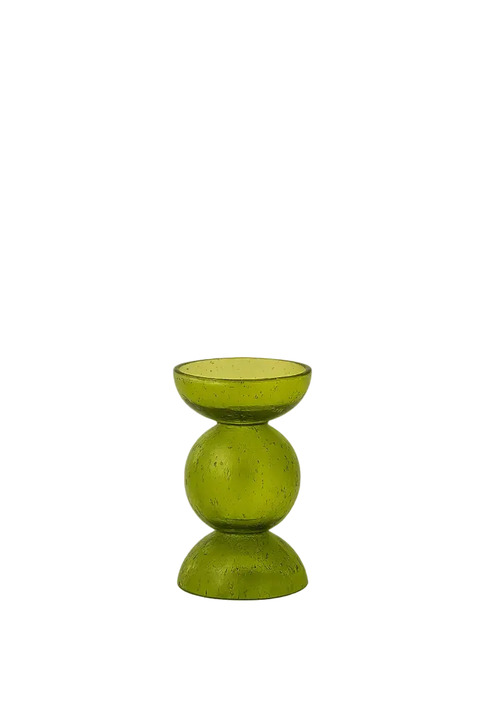 Candle Holder Ø9,5X15,5 Cm Itinga Glass Bubble Olive Green