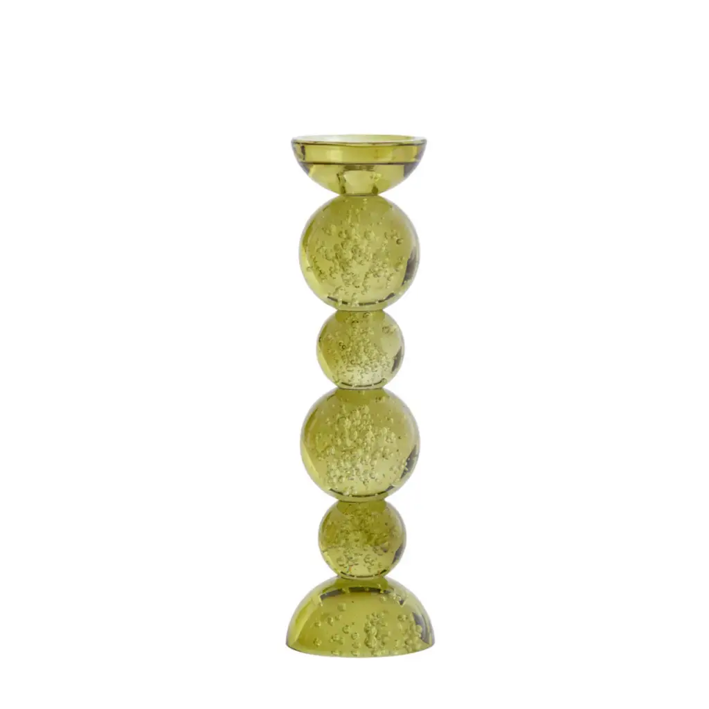 Candle Holder Ø9,5X34 Cm Itinga Glass Bubble Olive Green