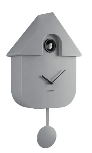 [PR-KA5768GY] Horloge murale Coucou Moderne ABS gris souris