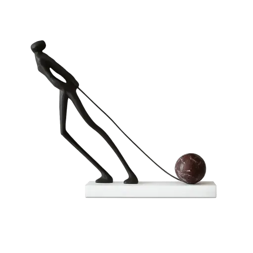 [VP- 34F24215] SCULPTURE METAL ET MARBRE ARDEUR CREATRICE