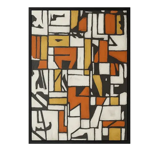 ABSTRACT PAINTING LABYRINTH BLACK FRAME