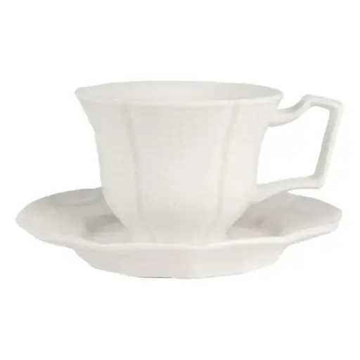 [CL-6CEKS0009] Tasse et soucoupe Blanc 12x9x6 / Ø 14x2 cm / 175 ml